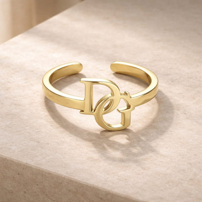 Bague à initiales entrelacées – Monogramme personnalisé