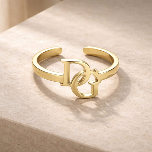 Bague à initiales entrelacées – Monogramme personnalisé