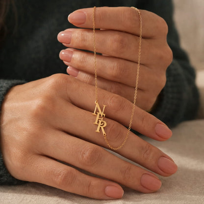 Collier monogramme personnalisé à trois initiales