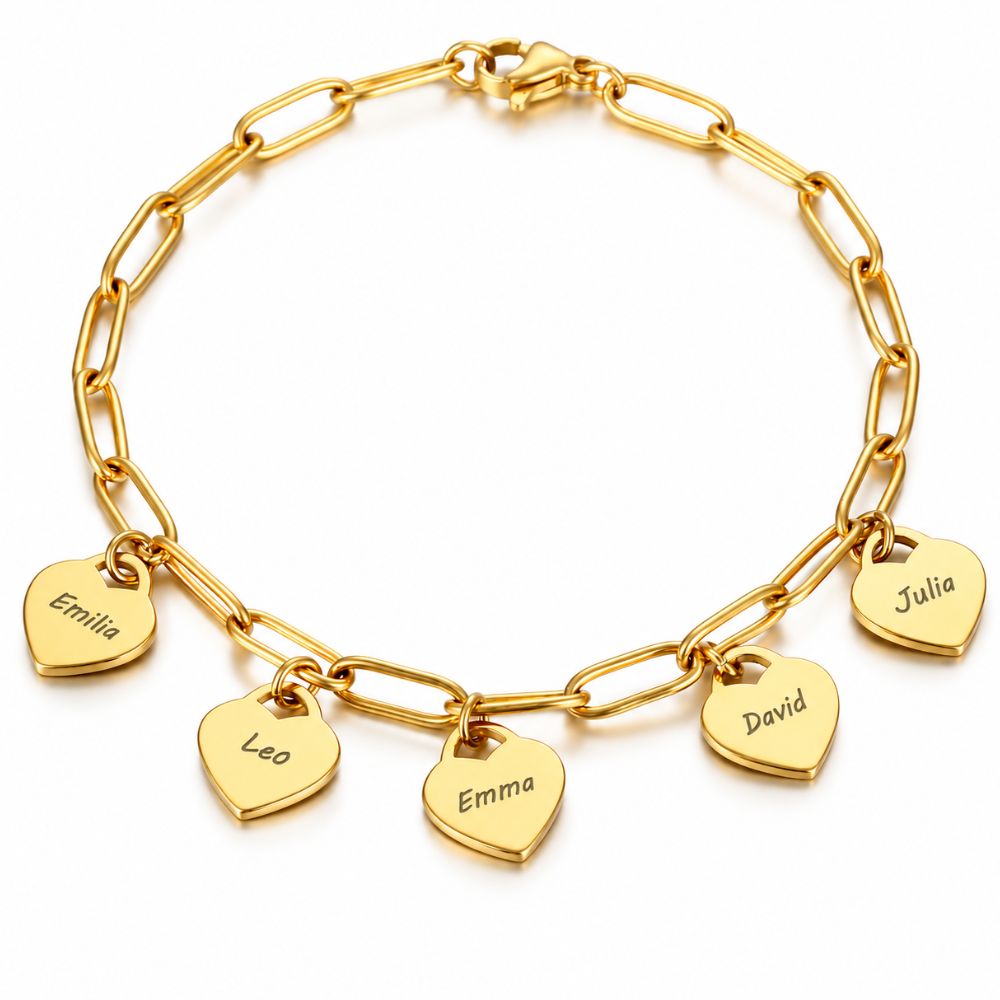 Bracelet avec pendentifs cœur personnalisés