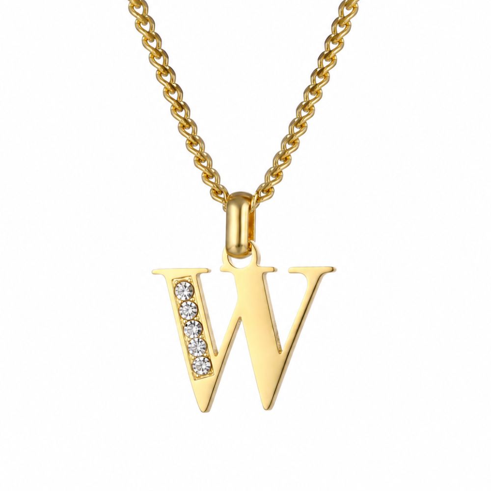 Collier de Lettres avec Pierres en Zirconium