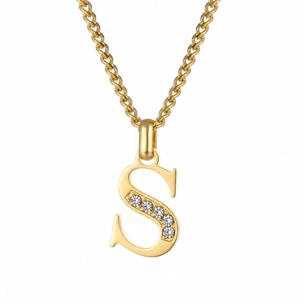 Collier de Lettres avec Pierres en Zirconium