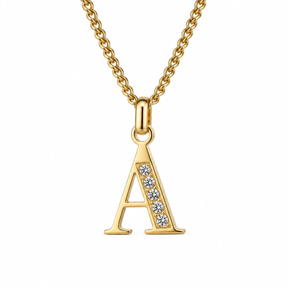 Collier de Lettres avec Pierres en Zirconium