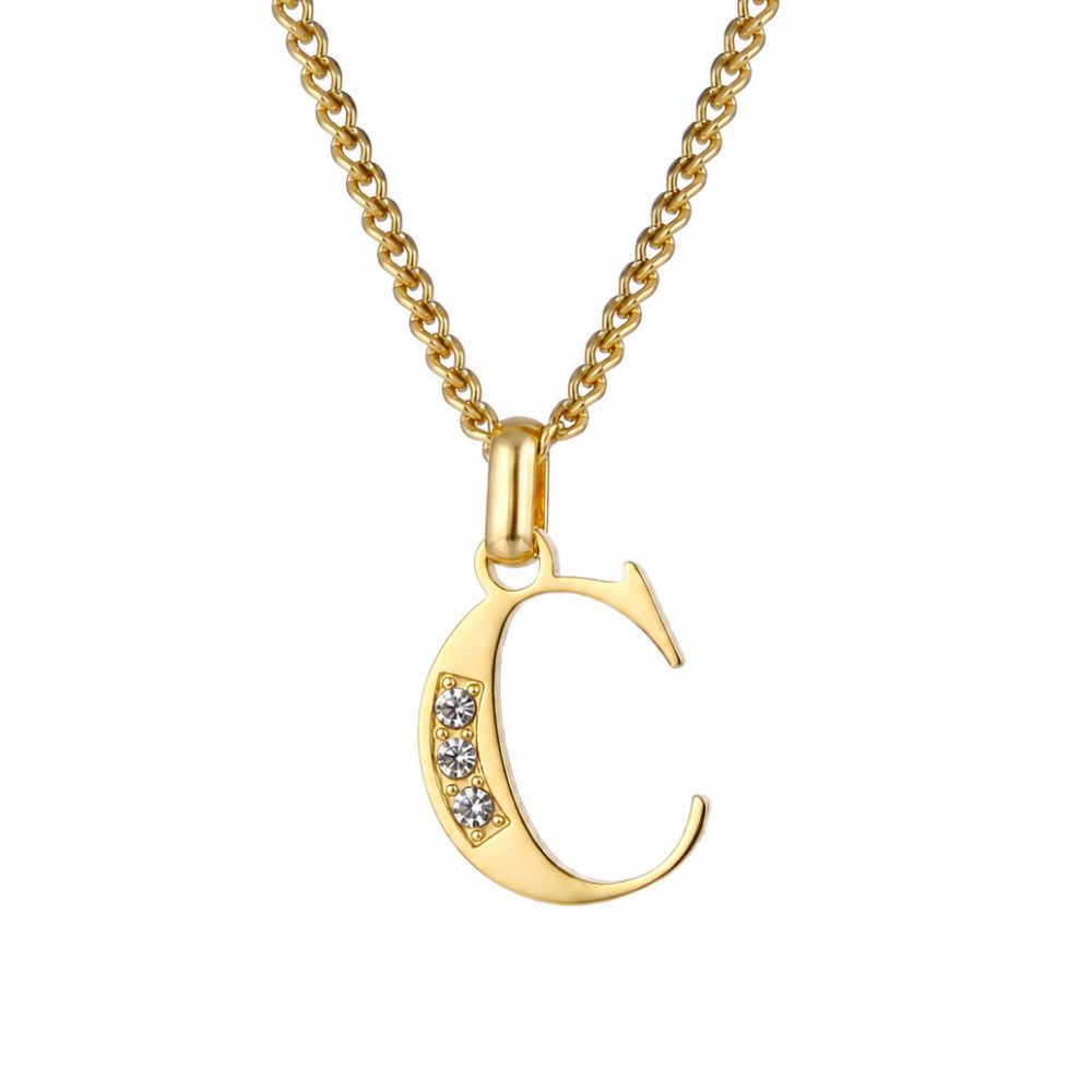 Collier de Lettres avec Pierres en Zirconium