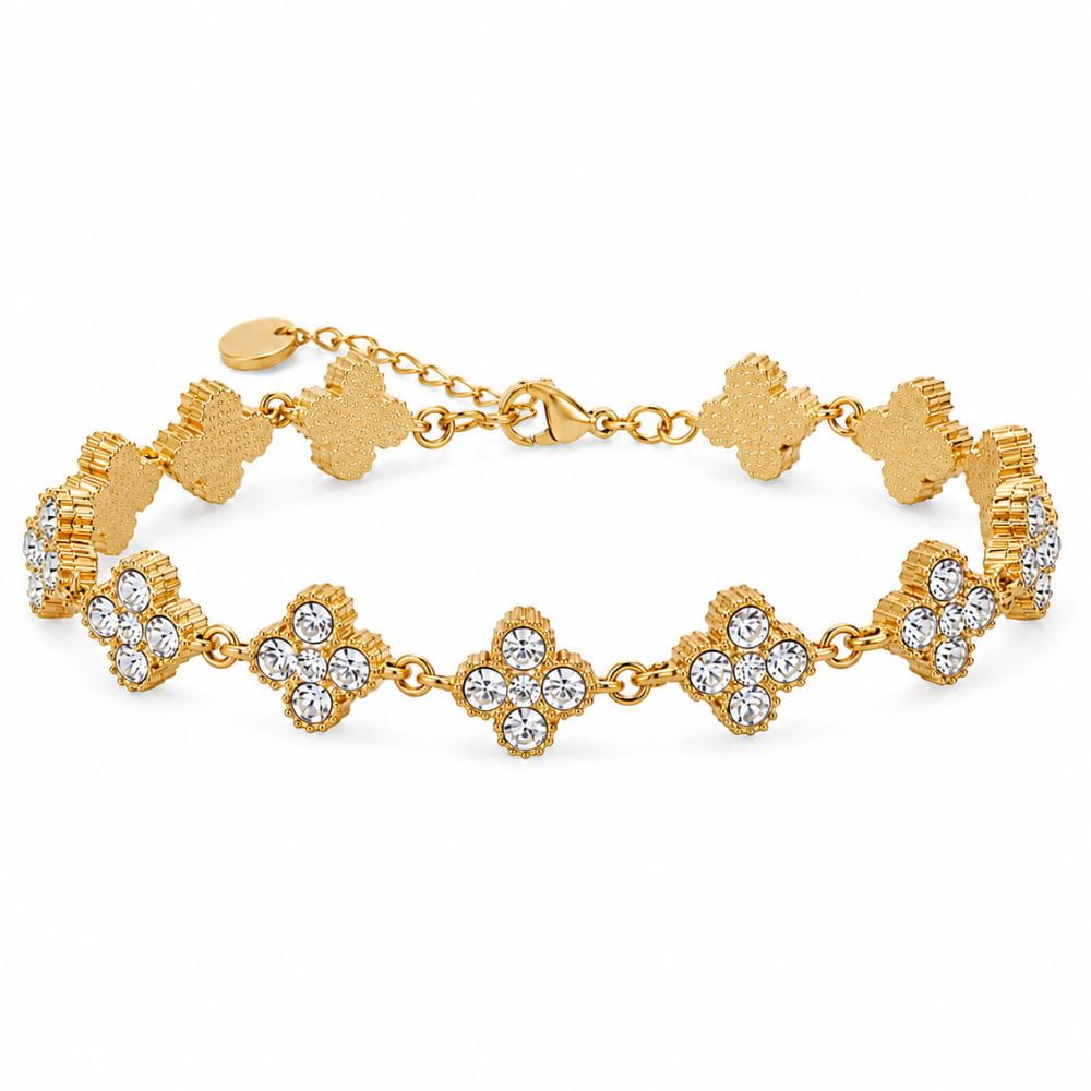 Bracelet trèfle avec zircons