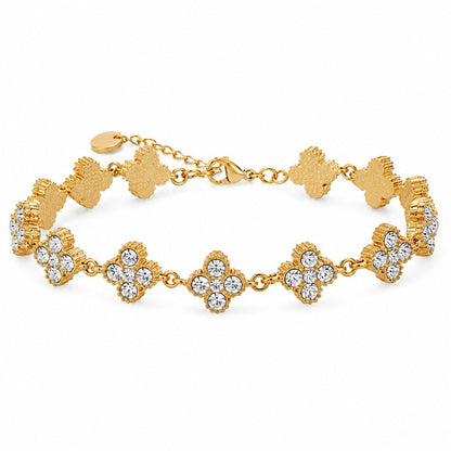 Bracelet trèfle avec zircons