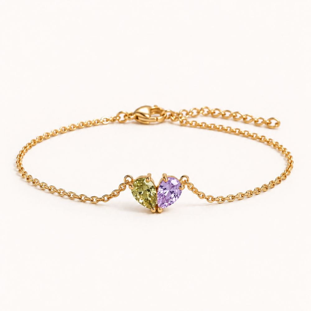 Bracelet Duo avec pierres de naissance