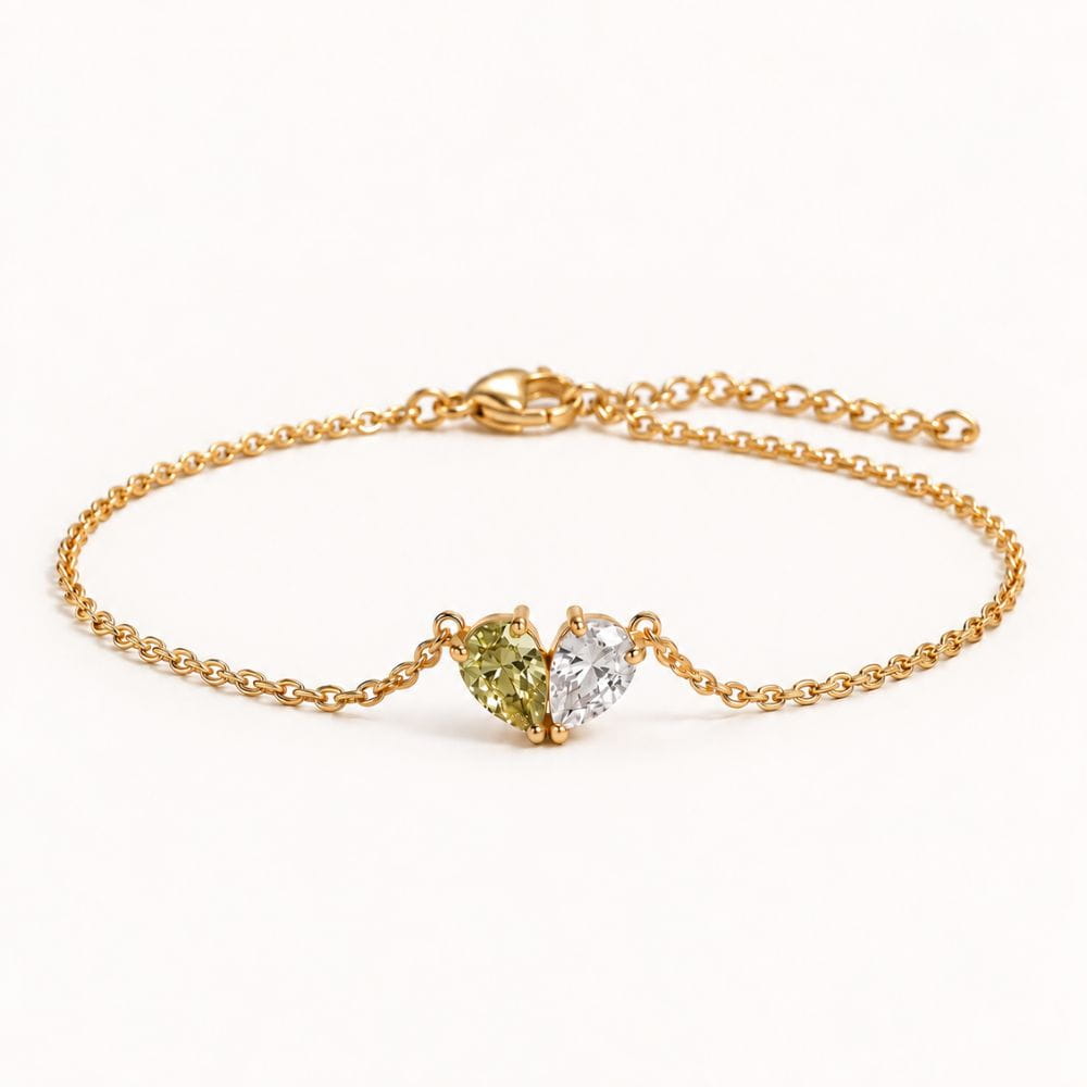 Bracelet Duo avec pierres de naissance