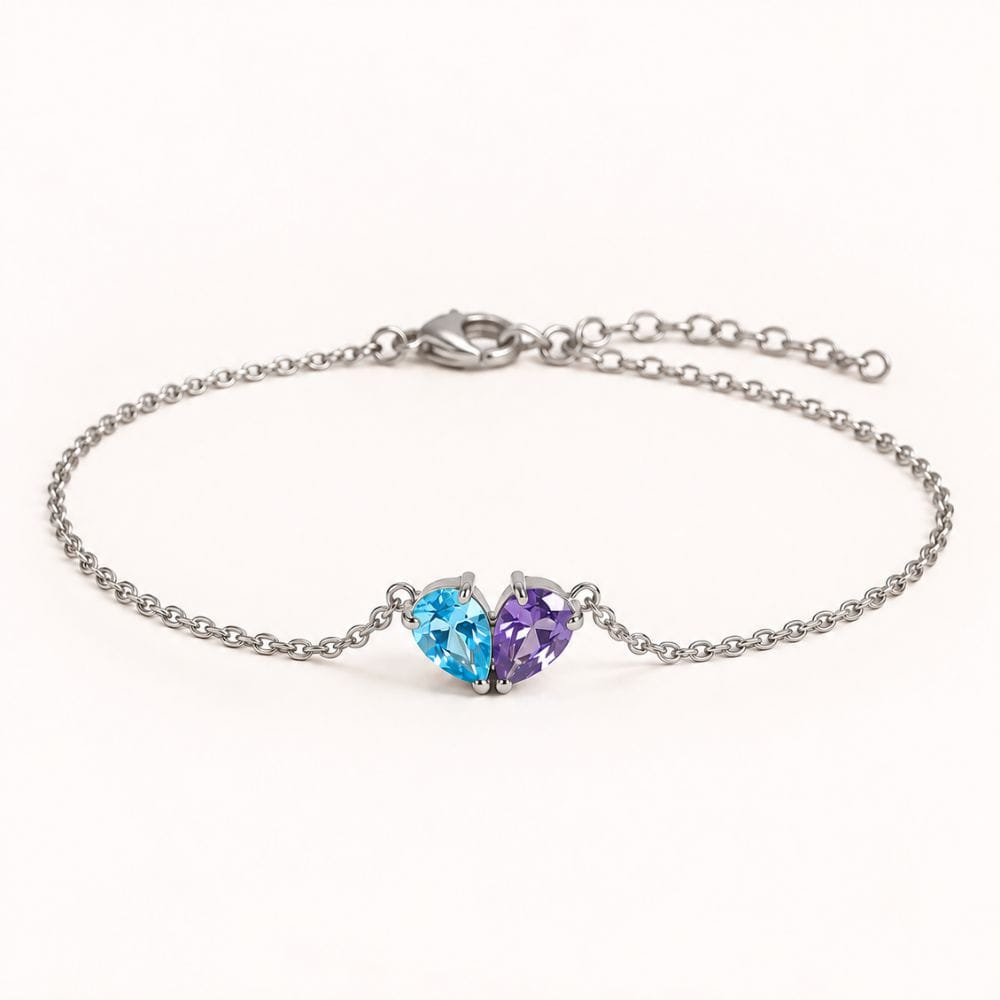 Bracelet Duo avec pierres de naissance