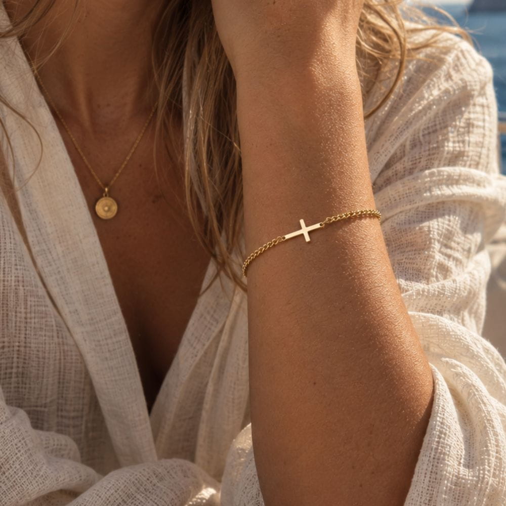 Bracelet avec croix | Or 18K