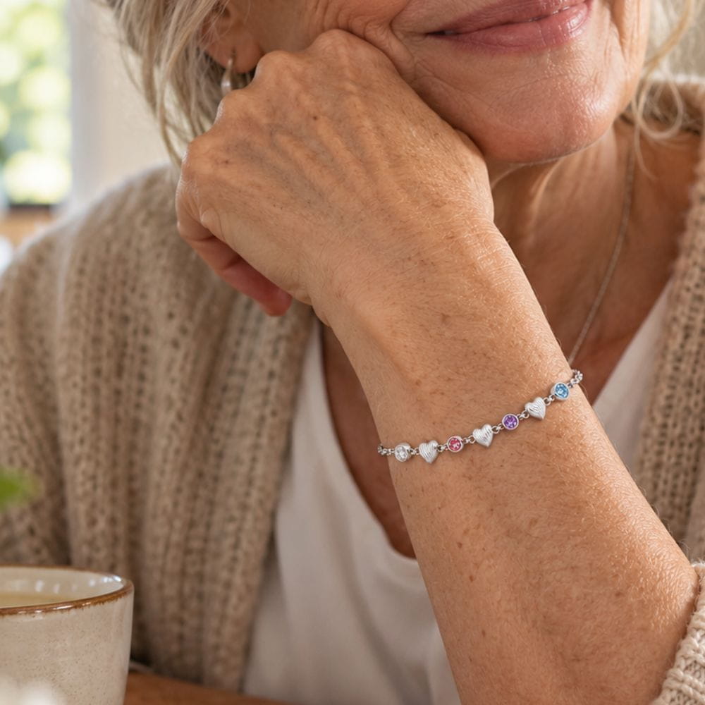Bracelet coeur avec pierres de naissance