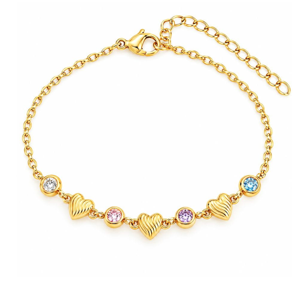 Bracelet coeur avec pierres de naissance
