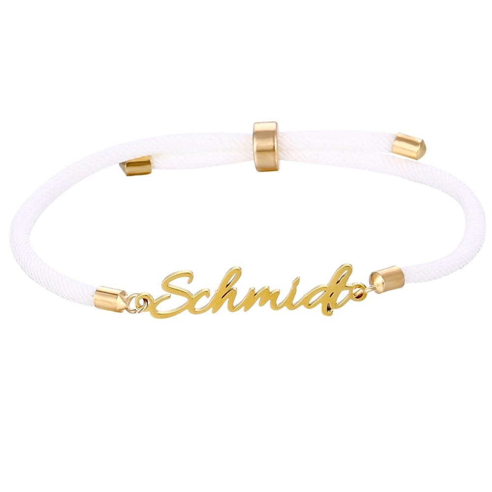 Bracelet Corde Personnalis avec Prenom blanc
