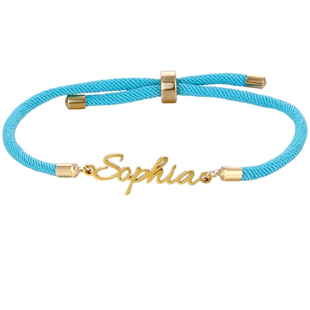 Bracelet Corde Personnalis avec Prenom bleu clair