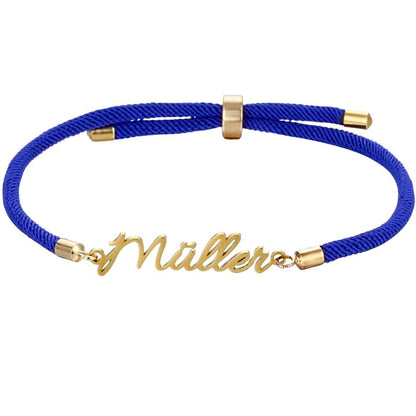 Bracelet Corde Personnalis avec Prenom bleu