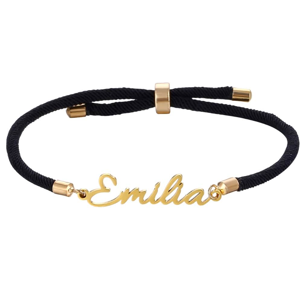 Bracelet Corde Personnalis avec Prenom noir