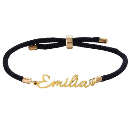 Bracelet Corde Personnalis avec Prenom noir