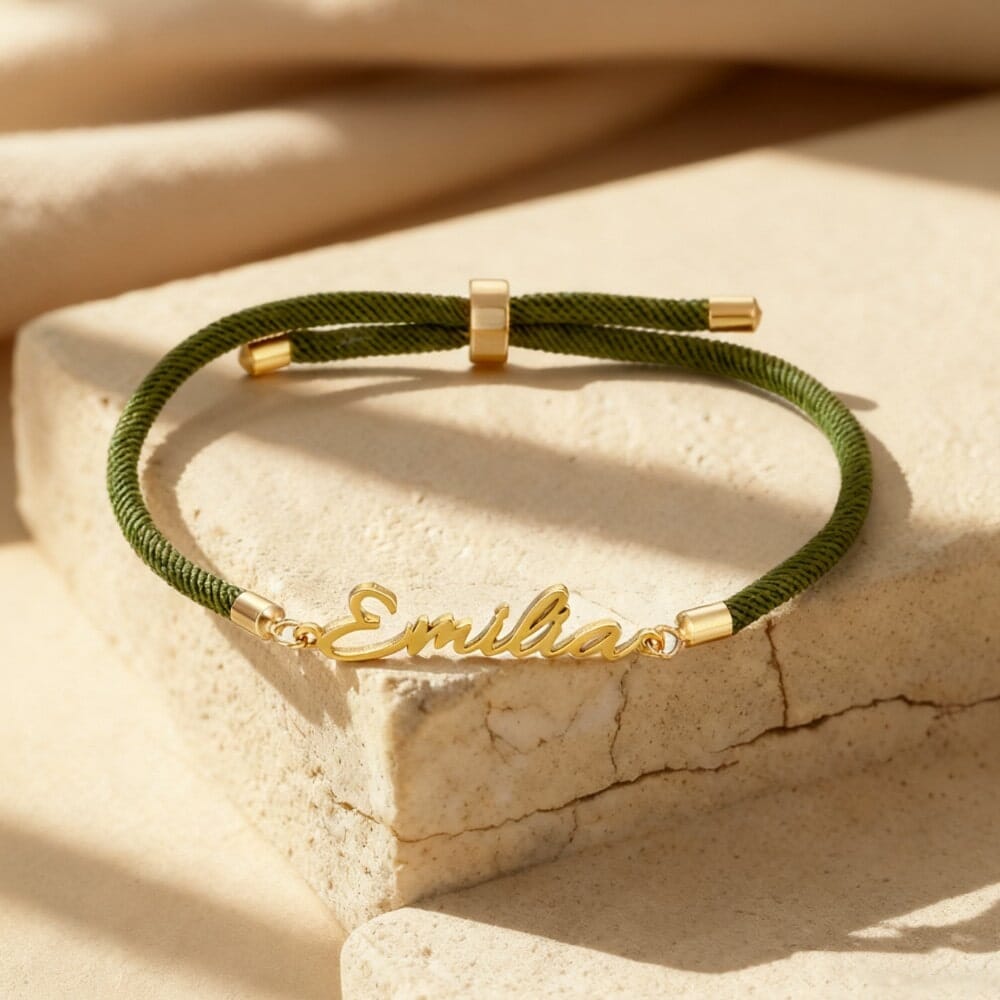 Bracelet Corde Personnalis avec Prenom olive 