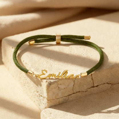 Bracelet Corde Personnalis avec Prenom olive 