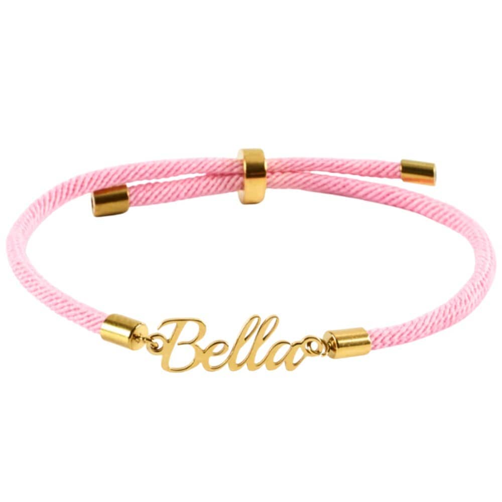 Bracelet Corde Personnalisé avec Prénom rose