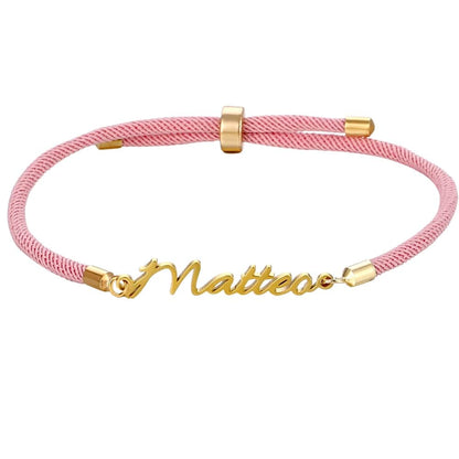 Bracelet Corde Personnalis avec Prenom rose 