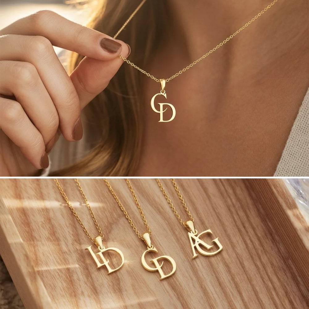 Collier monogramme personnalisé – Initiales entrelacées