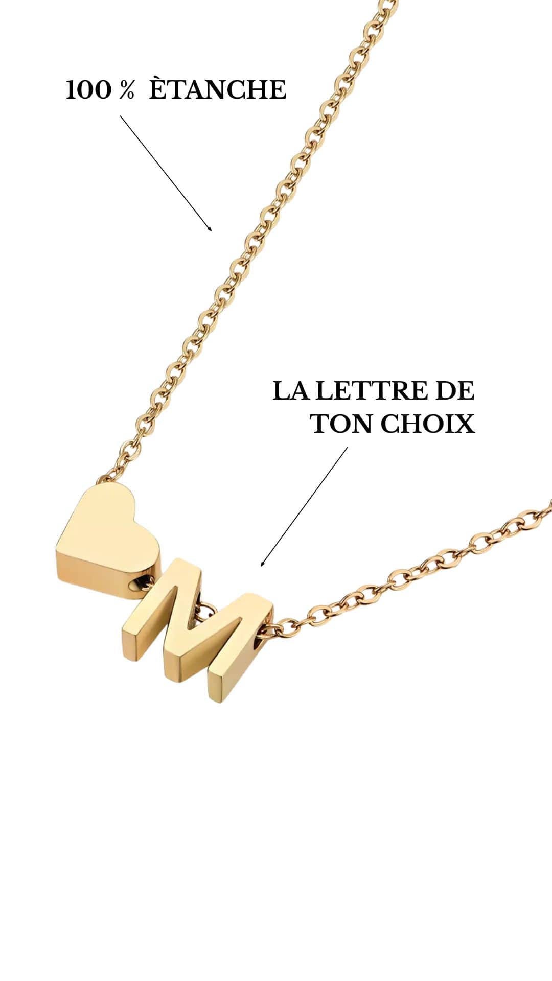 Collier avec petit cœur et une lettre de votre choix