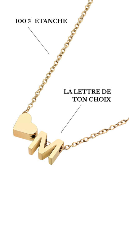 Collier avec petit cœur et une lettre de votre choix