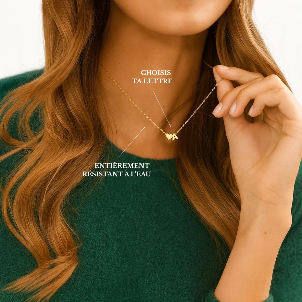 Collier avec petit cœur et une lettre de votre choix