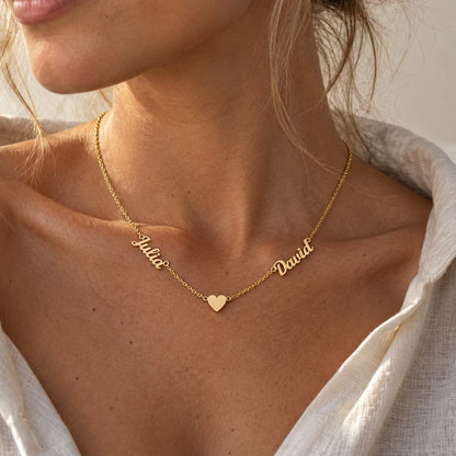 Collier cœur avec deux prénoms