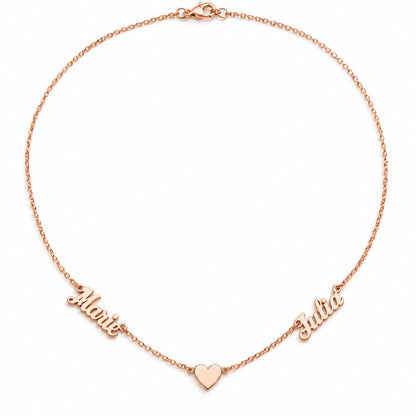 Collier cœur avec deux prénoms