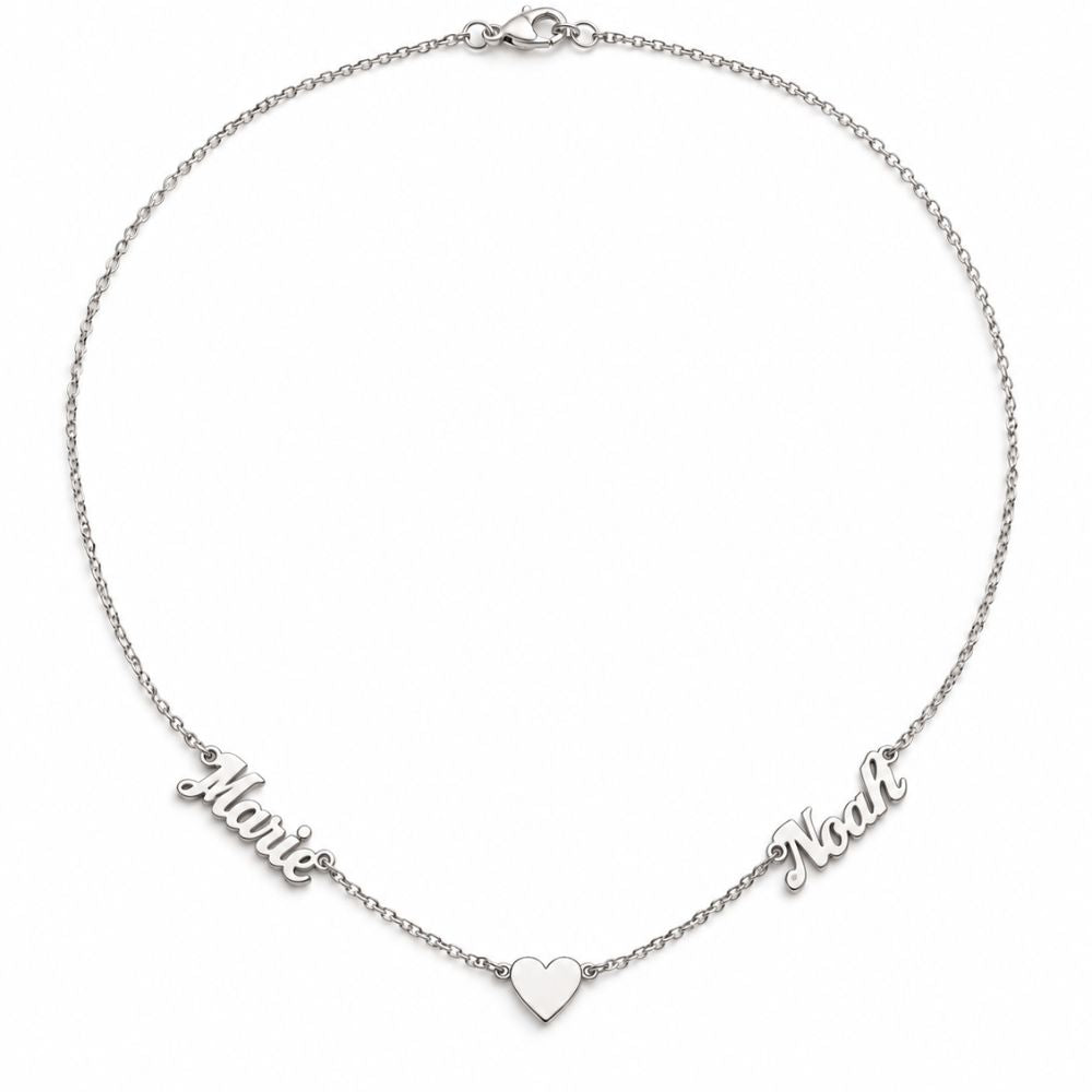 Collier cœur avec deux prénoms