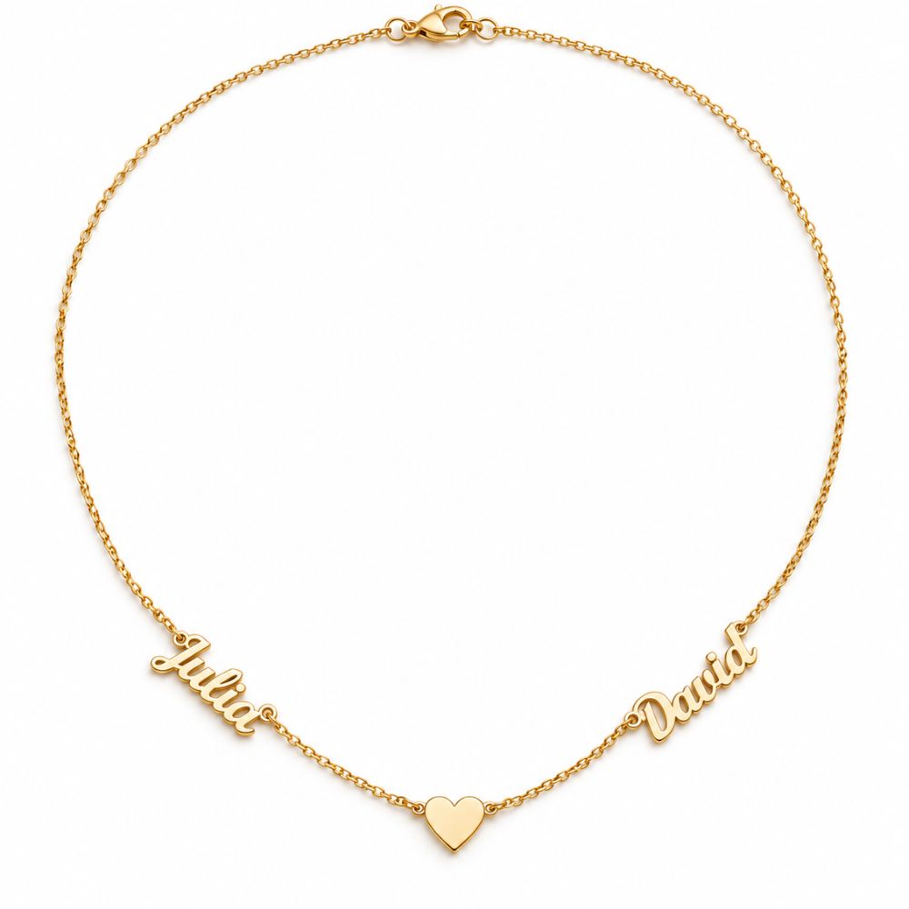 Collier cœur avec deux prénoms