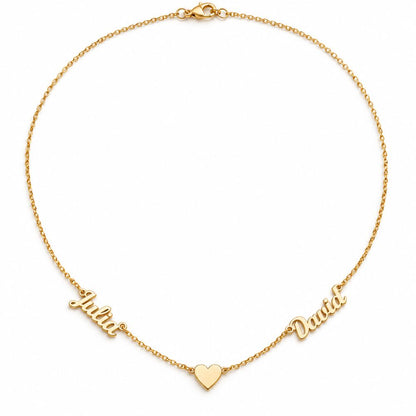 Collier cœur avec deux prénoms