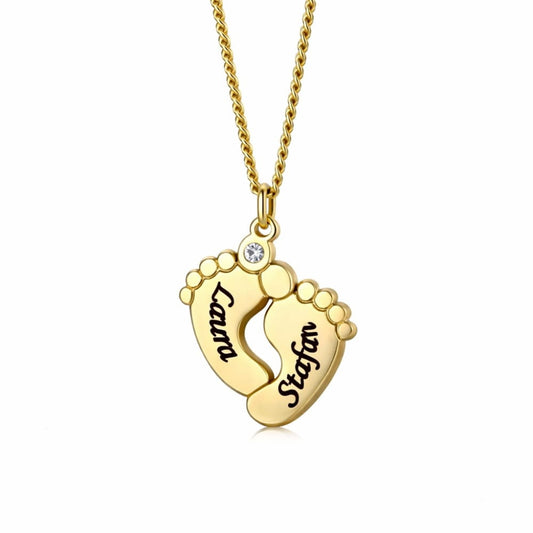 Collier personnalisé pied de bébé avec pierre de zirconium
