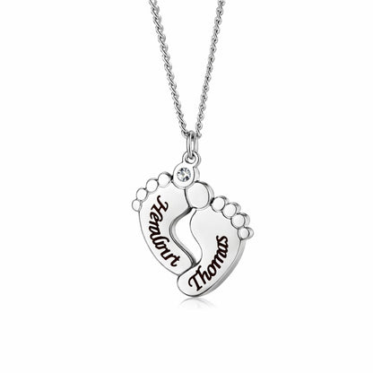 Collier personnalisé pied de bébé avec pierre de zirconium