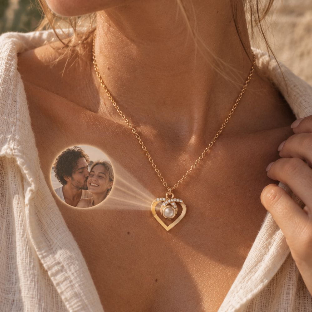 Collier de projection photo personnalisé avec zirconium
