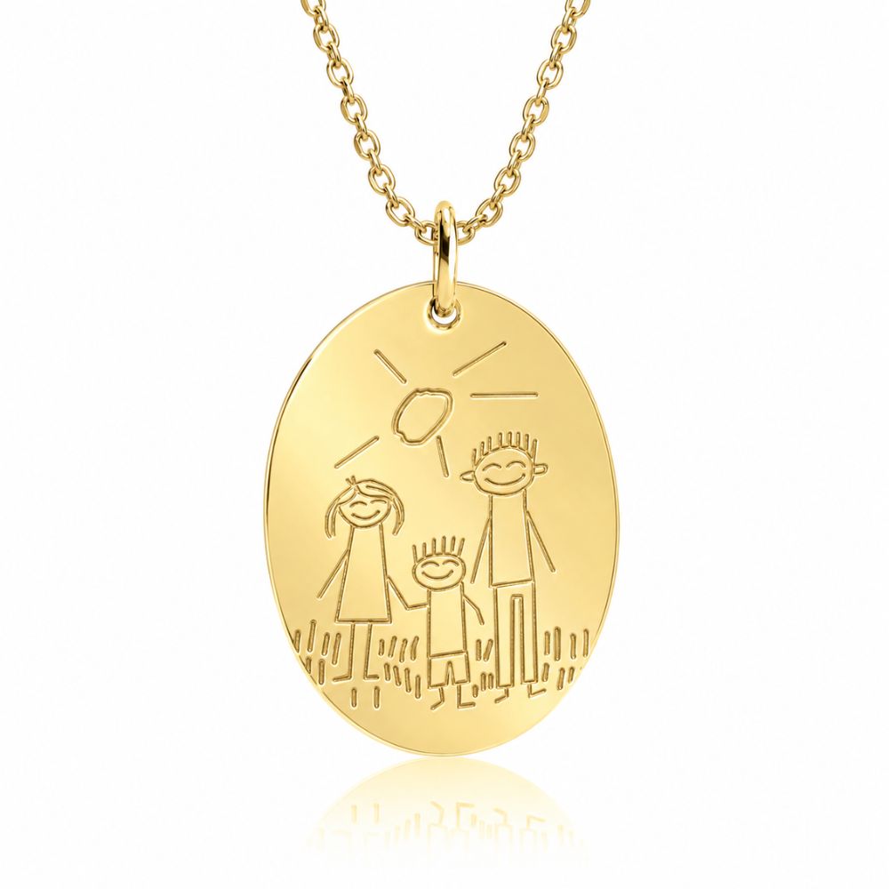 Pendentif personnalisé avec dessin d'enfant et gravure au diamant