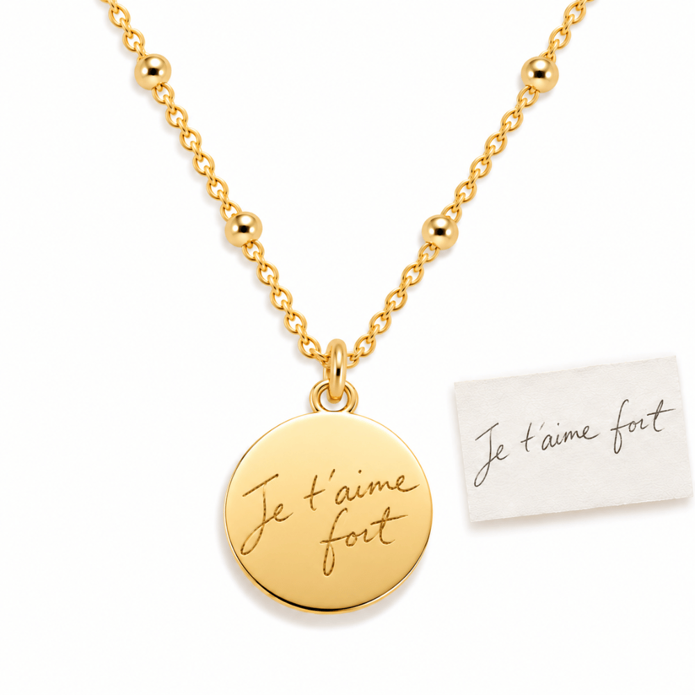 Collier avec dessin – Pendentif rond gravé au diamant