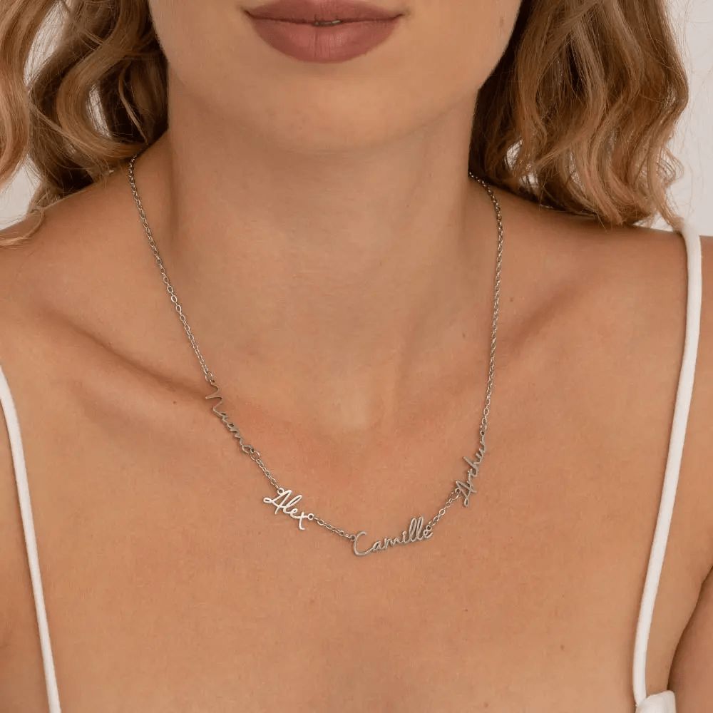 Namenskette mit 4 Namen Necklaces Loanya Silber 40 cm 