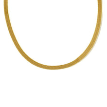 Charger l&#39;image dans la galerie, Breite Herringbone Halskette &quot;5mm&quot; mit 18-Karätiger Vergoldung Necklaces Loanya Gold 35 cm 
