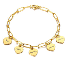 Charger l&#39;image dans la galerie, LOANYA Armband mit personalisierten Herzanhängern Loanya Gold 
