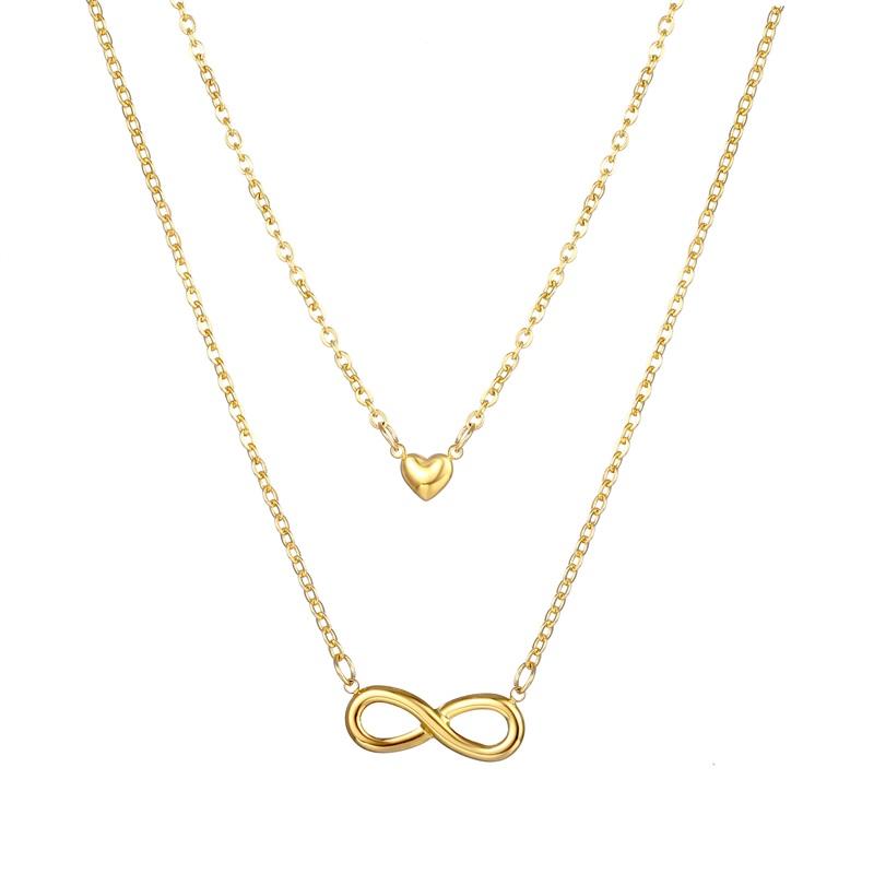 LOANYA Doppel Halskette mit Herz und Unendlichkeitszeichen Loanya Gold 40 cm